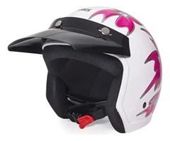 CAPACETE WIND V3 VISOR 56 BRANCO/ROSA