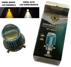 LAMPADA FAROL LED H4 12V OLHO PE BICOLOR