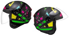 CAPACETE FLY JET HG NYTRO 60 PRETO F/COLOR
